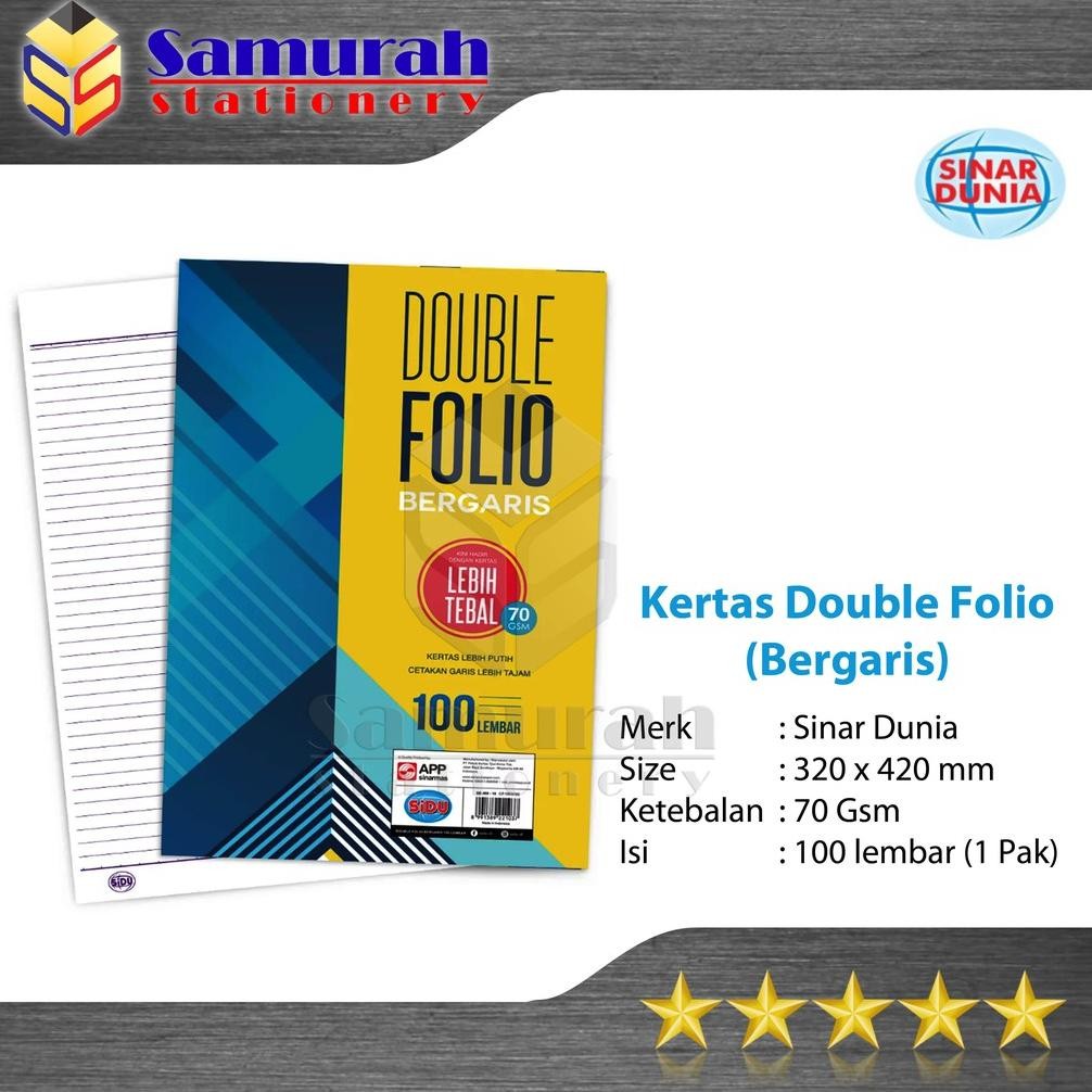 

JH8 Kertas Double Folio Bergaris Sidu isi 100 Lembar / Folio Garis Sinar Dunia 100 Lbr / Rulling F4 100