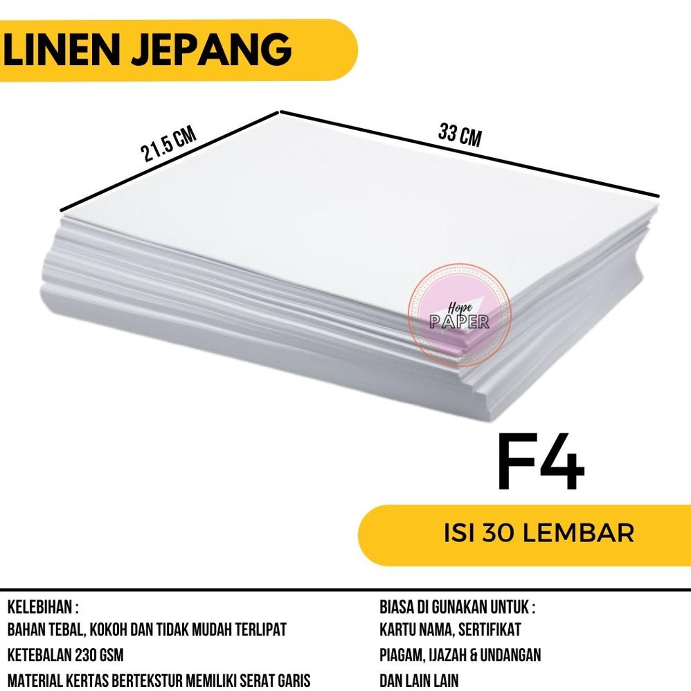

JH8 Kertas Linen F4 isi 30 lembar / Kertas Sertifikat Linen F4