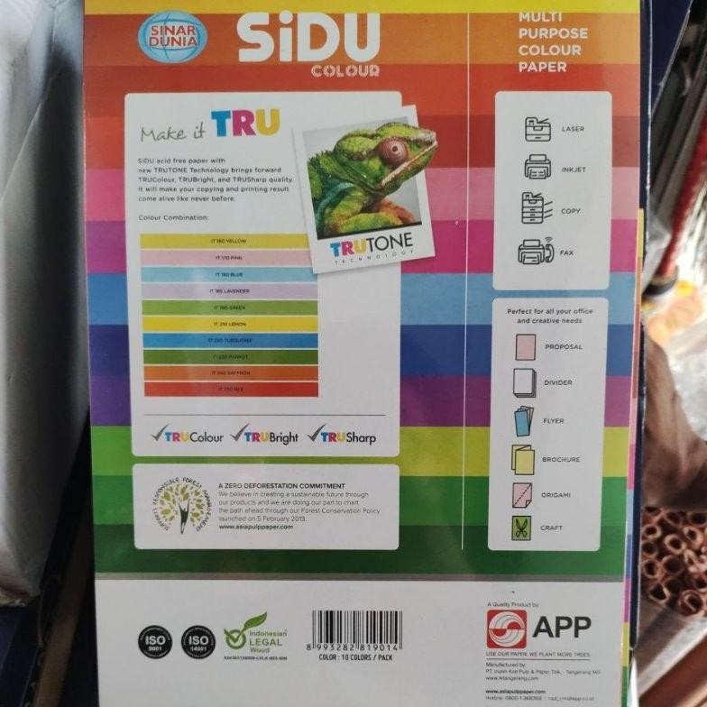 

JH8 KERTAS WARNA A4 80 GRAM SIDU ( 250 SHEETS )