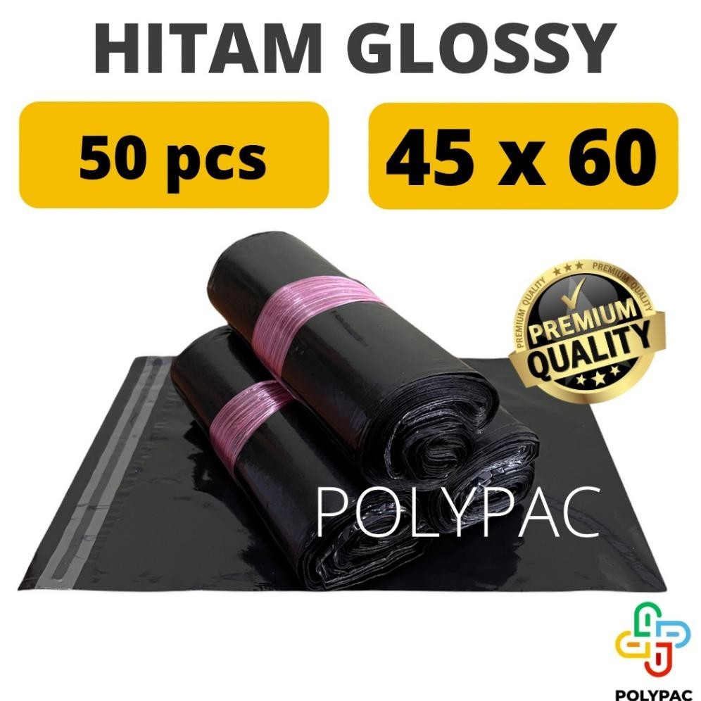 

JH8 Polymailer HITAM GLOSSY [45x60] isi 50 pc - Polymailer Hitam Premium