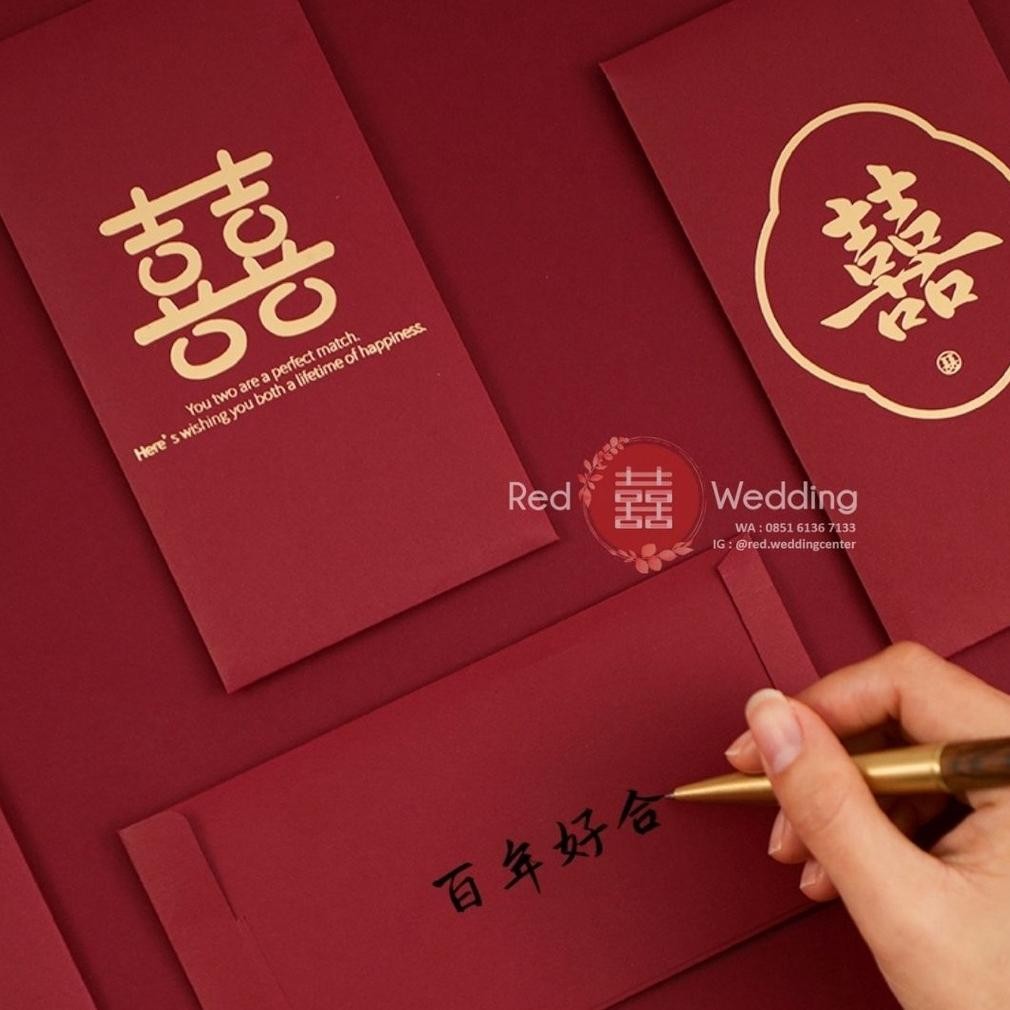 

JH8 Kantong Amplop Angpao MAROON Wedding Logo Xi Estetik Premium Simple Design Aesthetic Angpau