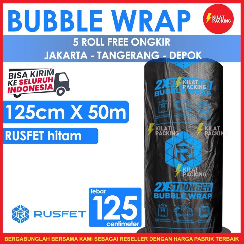 

JH8 PLASTIK BUBBLE WRAP HITAM TEBAL 125CM X 50M BUBBLE WRAP DKM PLUS BUBBLE WRAP RUSFET HITAM SUPER