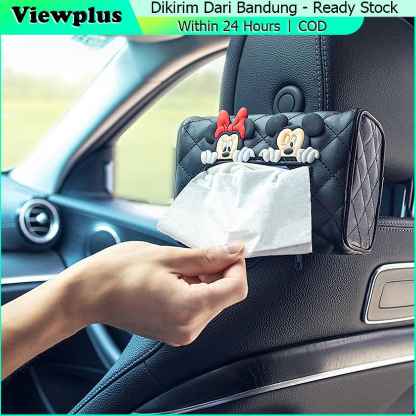 Tempat Tisu Tissue Headrest Mobil Kulit Lucu Mickey Kotak Tisu Mobil Mickey Perlengkapan Penyimpanan