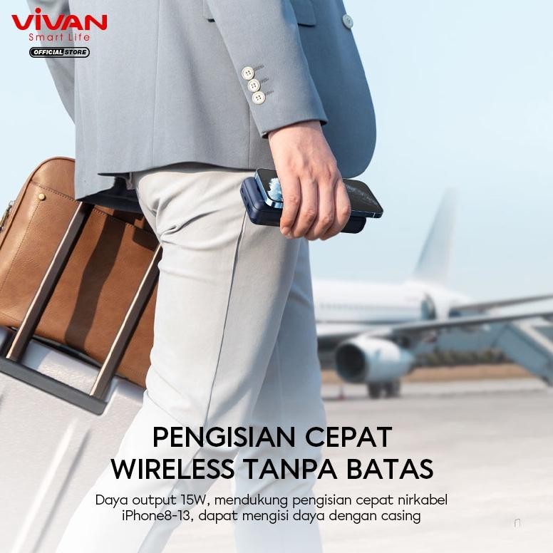 iQ45 IK69 FUZ-611 VIVAN Wireless Powerbank 20000 mAh VPB-W20 3 Output 22,5W Fast Charging PD QC 3.0 