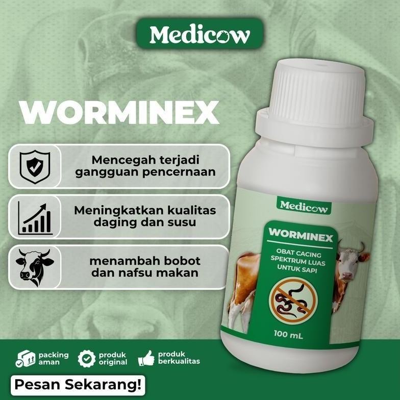 Medicow Worminex Obat Cacing diare mencret kambing sapi 100ML | obat cacingan sapi | obat sapi cacin