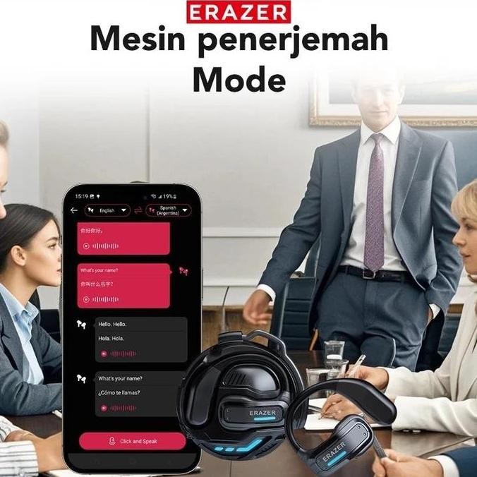 ERAZER X8 TWS Transformer Earphone Bluetooth 5.4 Headset Wireless Gaming Open Ear Hifi Bass OWS Head