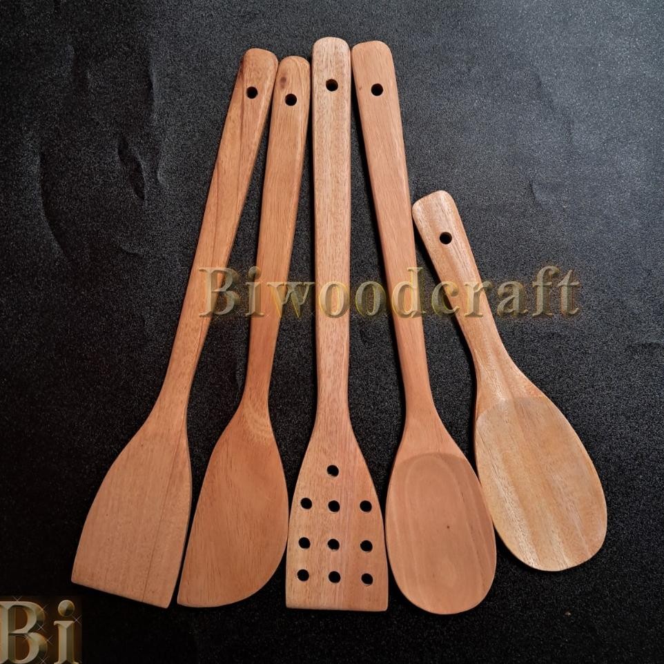 Sutil Set Isi 5 Kayu Mahoni Spatula Set Isi 5 Kayu Sonokeling Spatula Kayu
