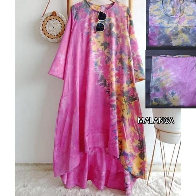 Tunik Jumputan Palembang Fashion Wanita Modern Warna Lilac Katun Motif Muslim Nyaman