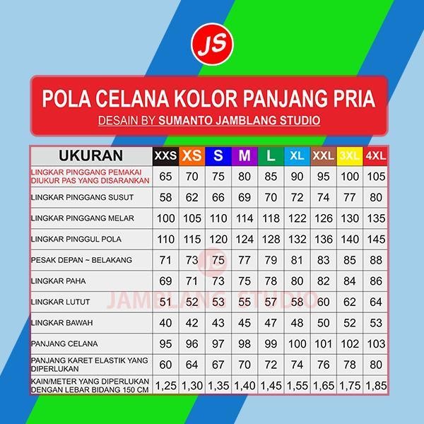 Pola Instan Celana Kolor Panjang Pria [ Jamblang Studio ] Kain Coklat