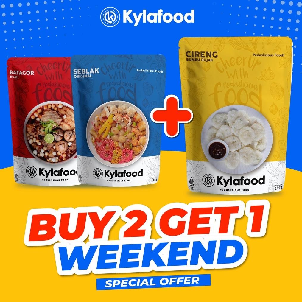 

TERLARIS Kylafood Buy 2 Get 1 Free Khusus Weekend ( 1 Seblak Original 1 Batagor Kuah Free Cireng Rujak ) Siap kirim