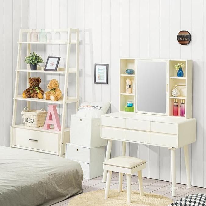 Terlaris Ifurnholic Damien Console Sets Ii | Meja Rias Minimalis Set Kursi Stool Dan Laci Penyimpana