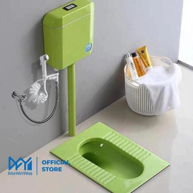 [Warna Baru] Kloset Jongkok Mr. Tao Flush Set Watertank Wc Jongkok Bahan Keramik Toilet Modern Estet