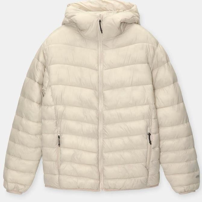 Jaket Puffer Pull And Bear Ringan Dengan Tudung Original Co
