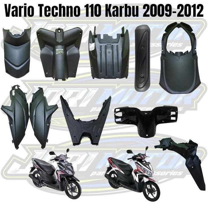 Full Body Kasar Set Honda Vario Techno 110 Karbu 2009 2010 2011 2012 / Tutup Knalpot, Cover Mesin, S