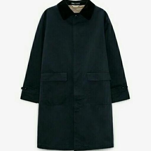 MosZr Man Trench Coat Water Repellent Tecnical Belted Sleeve Navy - Jaket Autum Pria Co