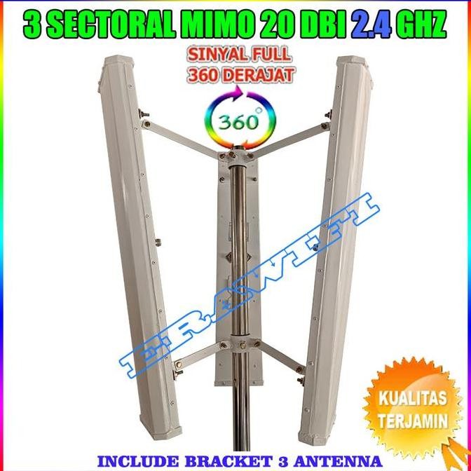 Paket Antena Bts Wifi Isp Rtrw Net Hotspot Sectoral Mimo 20 Dbi 2.4 Gh New Stok