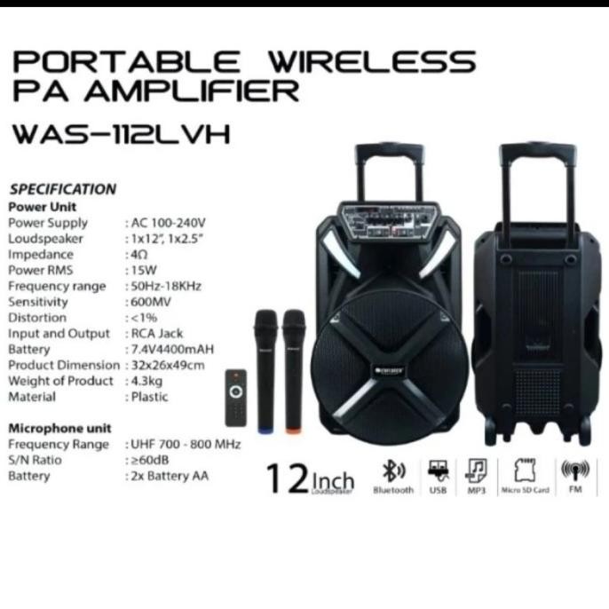 Speaker Portable Bluetooth AIWA was 112lvh 112 lvh 12inch usb Terlaris