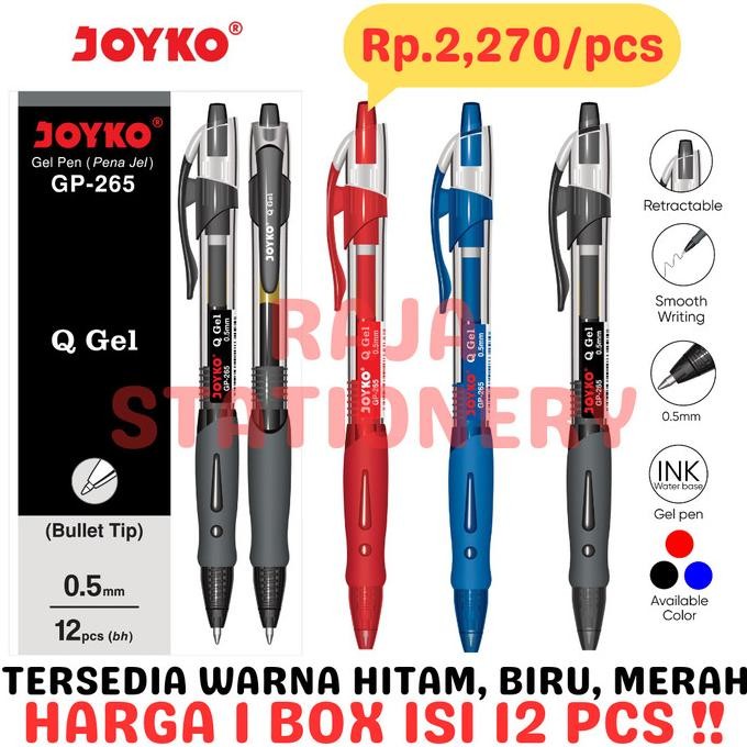 

Produk Baru!! JOYKO GEL PEN QGEL PENA PULPEN JOYKO CETEK Q-GEL GP-265 1 BOX 12 PCS