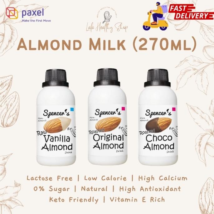 

[buy 12 get 6] spencer's susu almond milk (270ml) free sugar high calcium low calorie asi booster - original choco vanilla termurah