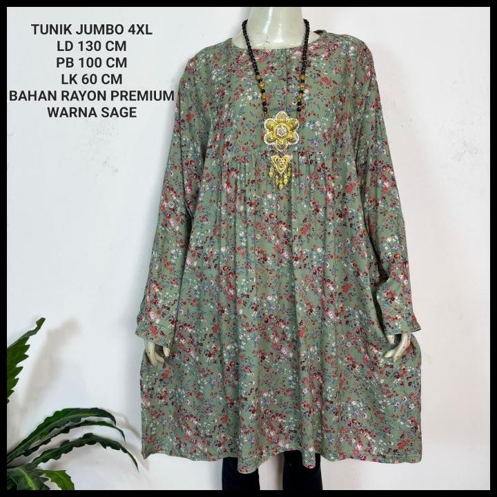 Harga Termurah Tunik Jumbo Ld 130 Cm Motif Bunga Kekinian Best Seller