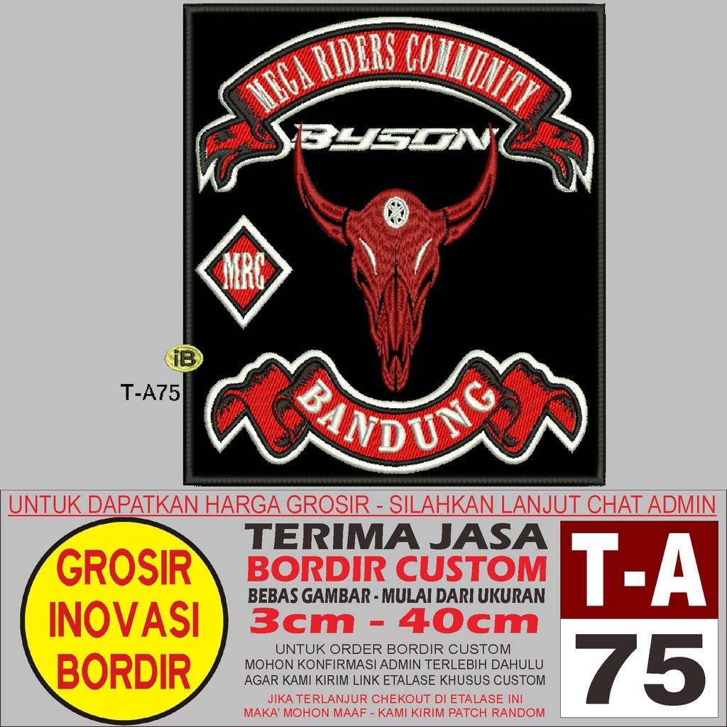 PATCH BORDIR LOGO T-A75 MEGA RIDER COMMUNITY MRC BANDUNG BYSON - GIB REVIEW/TESTIMONI