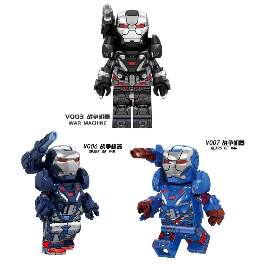 V003 V006 V007 War Machine Action Figure Brick Building Block DIY Mainan
