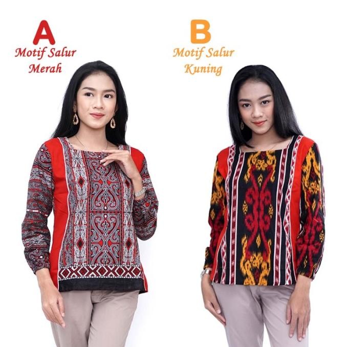 Atasan Batik Wanita Motif Tenun Unique - Blouse Batik Wanita