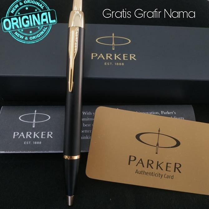 

Produk Baru!! pulpen mewah parker original black matte gold gratis Grafir nama