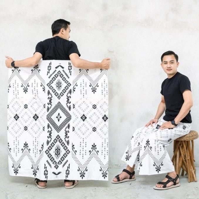 Sarung Batik Santri Pria Dewasa Motif Balimun Putih Batik Pekalongan