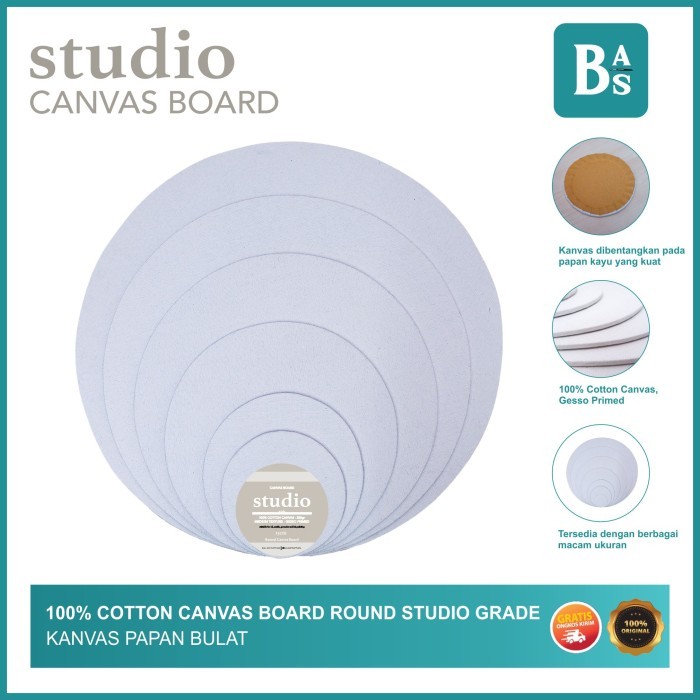 

PROMO! 100% Cotton Canvas Board Round Bali Artemedia - Studio Grade