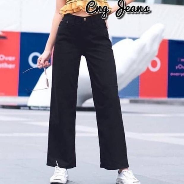 Celana Jeans Kulot Wanita / Hitam Putih Kulot Jeans / Jeans Kekinian Terlaris