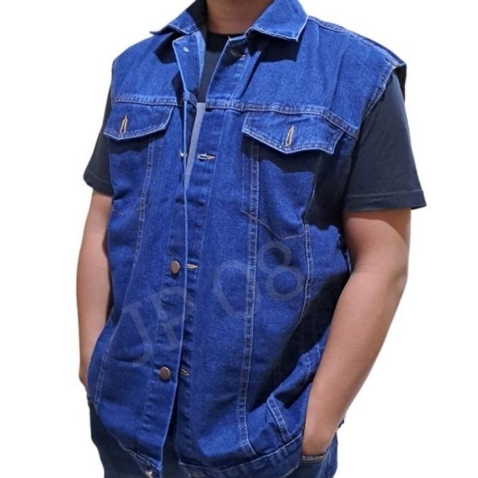 Rompi Pria Jumbo XXL Of Vest Big Size Wanita XXXL Denim Jins Hitam Termurah