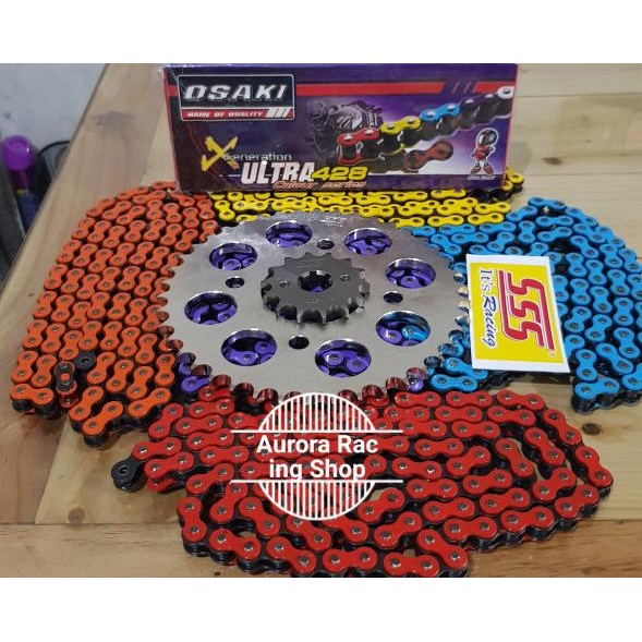 Gear Set Sss 428 & Rantai Osaki Honda Supra X 125 - Blade - Revo Original