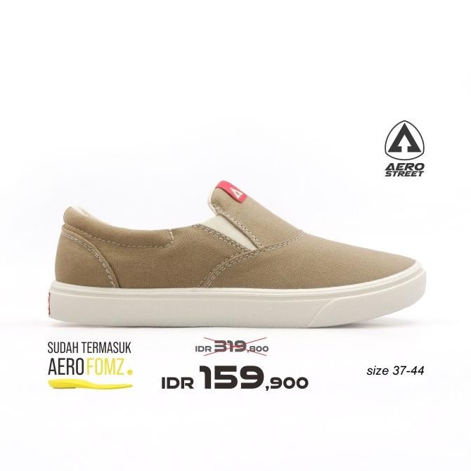 Aerostreet 37-44 Comfy Natural Khaki Khaki - Sepatu Slip On