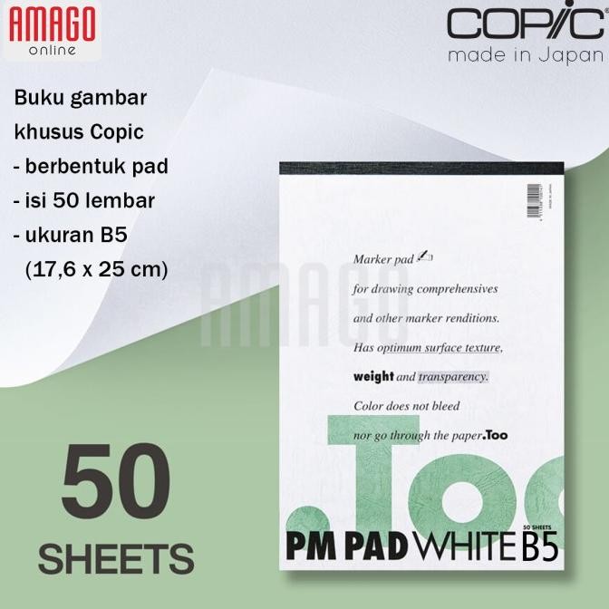 

KERTAS COPIC - PM PAD PAPER - B5 SIZE - 50 SHEETS - WHITE - CPAD03