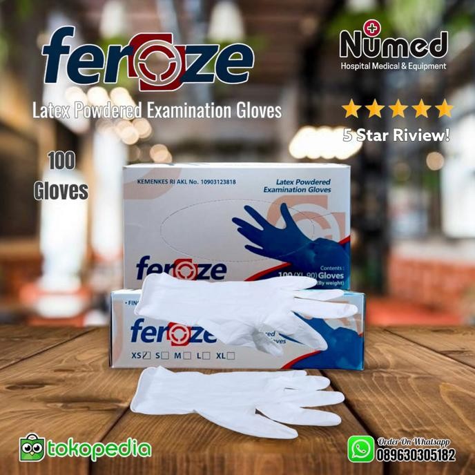 

BARU SARUNG TANGAN MEDIS LATEX POWDER FEROZE / LATEX EXAMINATION GLOVES
