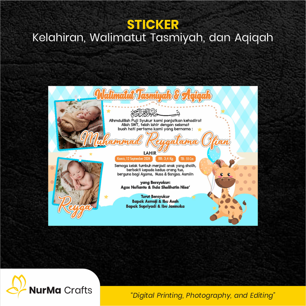 

Stiker Bayi (Walimatut Tasmiyah dan Aqiqah) - Kertas Sticker Bontak / Kertas Art Paper