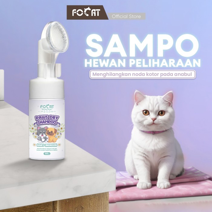 NEW FOCAT Pet Dry Shampoo Telapak Kaki Kucing Anjing N16 Sampo Hewan Tanpa Bilas