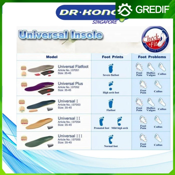 BERGARANSI DR KONG Insole Universal I Flat foot Orthopedic - Sol Dalam Telapak Kaki Rata Sepatu