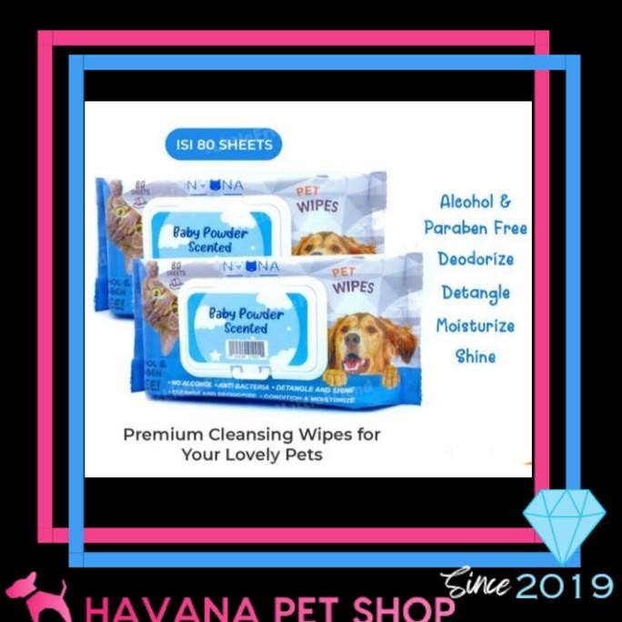 

BARU TISU TISSUE BASAH ANJING KUCING NOONA PET WIPES BABY POWDER SCENTED