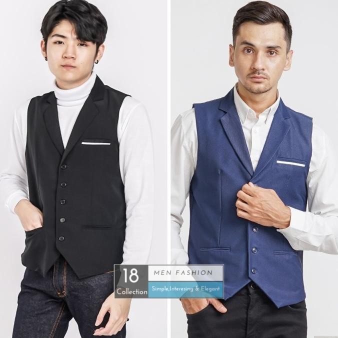 Vest Pria Formal Kerah Collar Lapel PREMIUM Termurah