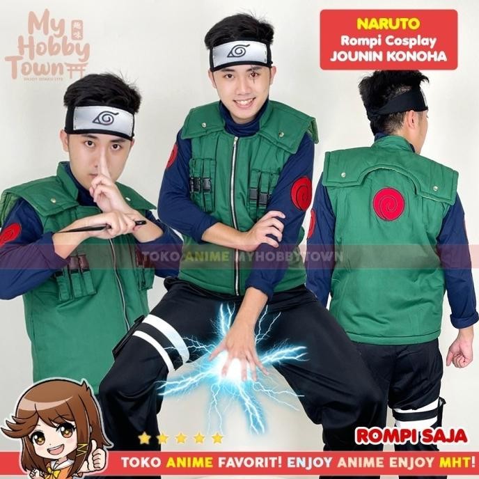 Rompi Vest Cosplay Kakashi Hatake Anime Naruto Jounin Ninja Konoha Termurah