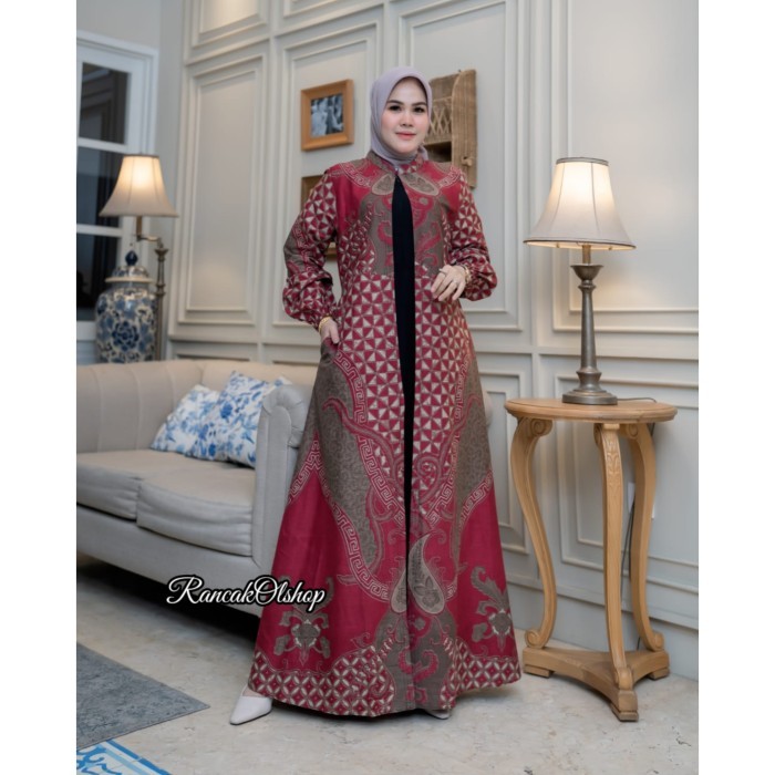 Murah BAJU GAMIS BATIK PESTA KOMBINASI JETBLACK DRES BATIK KONDANGAN GAMIS SERAGAMAN PESTA Non COD