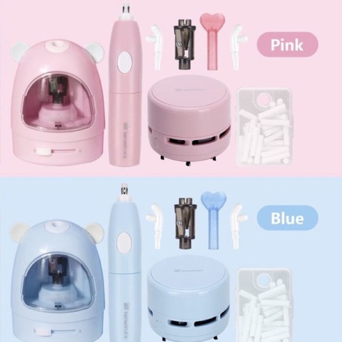 

tenwin electric stationery set alat tulis penghapus serutan electric