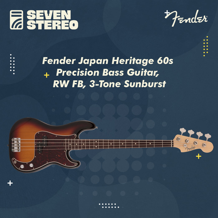 Fender Japan Heritage 60s Precision Bass Guitar RW FB 3-Tone Sunburst