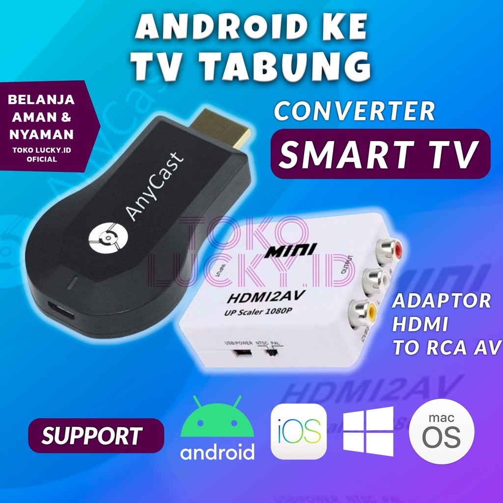 HDMI Dongle Anycast Converter MINI HDMI2AV HP ke TV RCA AV ADAPTOR 1080P