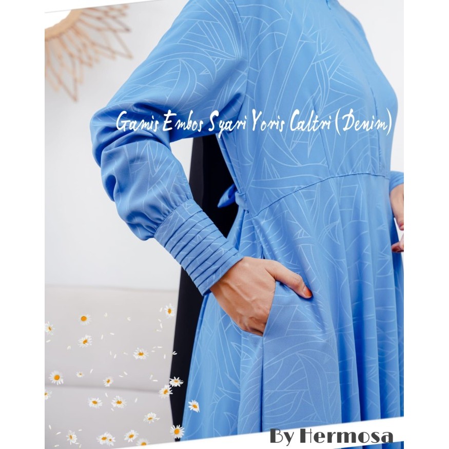 Murah Gamis Denim Syari-Gamis Hermosa Biru Denim-Gamis Lebaran Denim Premium