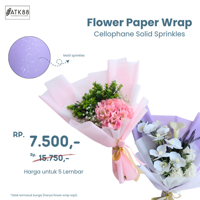 

[5 Lembar] Kertas Bucket Bunga Flower Wrap Paper Motif Sprinkles Cellophane