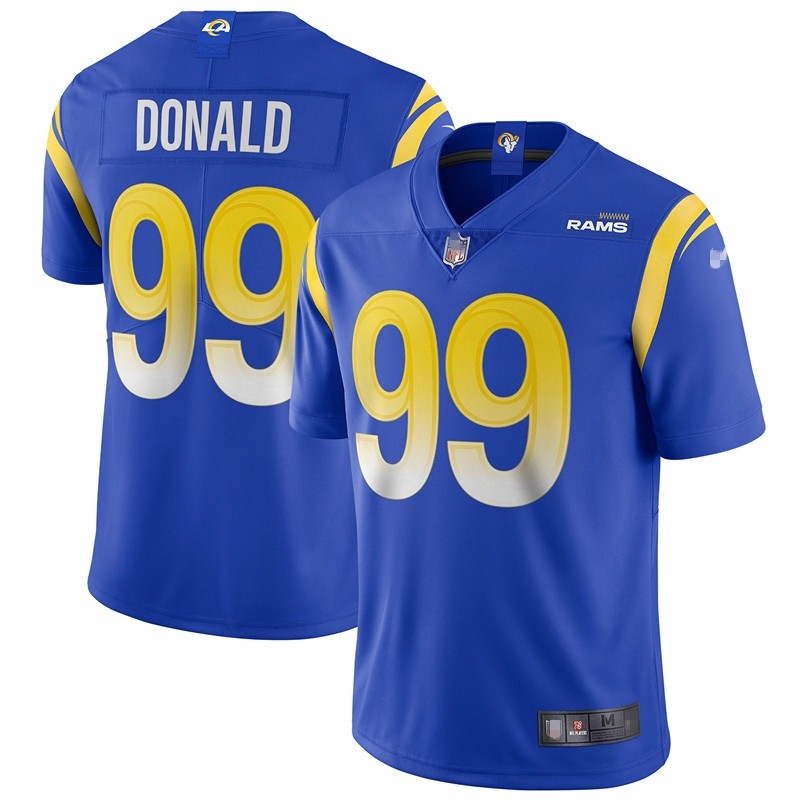 NFL 2022 Super Bowl Los Angeles RAMS 99 DONALD 10 KUPP 9 STAFFORD 16 GOFF Jersey Sepak Bola Biru Kre