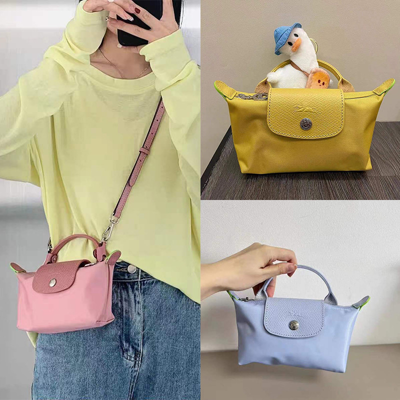 Stok siap asli 100% Longchamp Mini Sling Baganizer Bag 34175 2023 Wanita Baru Mini Dumpling Bag Nylo